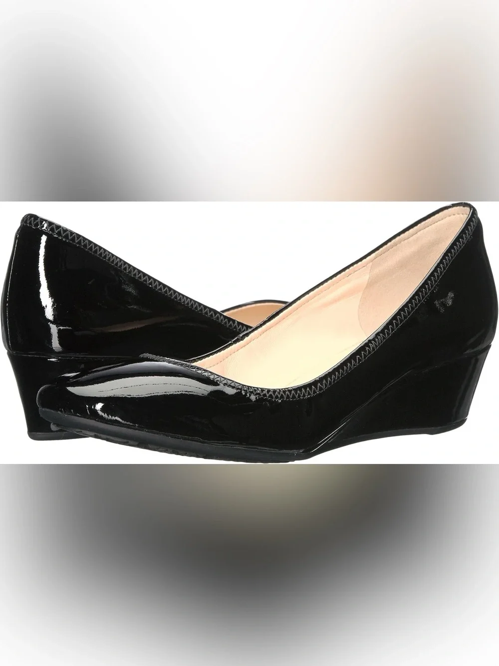 Cole Haan Womens Sadie Wedge Heels Size 6 Black Patent Leather Pointed Toe